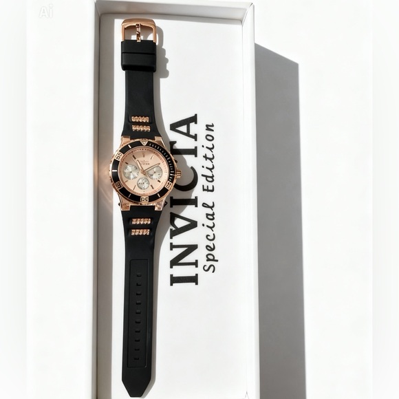 Invicta Accessories - Invicta Aviator Black and Gold Tone Watch - 100M
